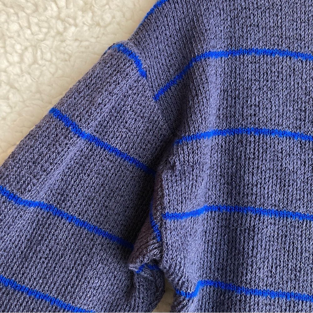 Anthropologie Postmark Latitudes navy royal blue striped peplum top sweater XS - Picture 10 of 16